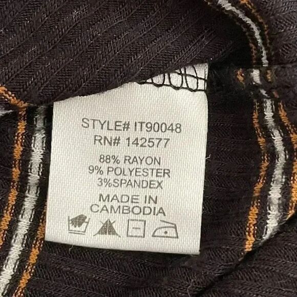 Iris Sleeveless Striped Soft Casual Black Bohemian  Tank Top S #1046 - Picture 6 of 9